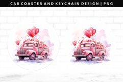 Truck Keychain And Car Coaster Sublimation Design Product Image 1