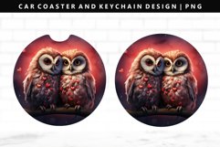 Owl Keychain And Car Coaster Sublimation Design Product Image 1