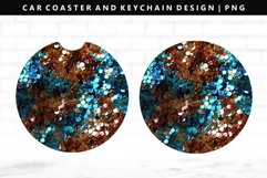 Sequin Keychain And Car Coaster Sublimation Design Product Image 1