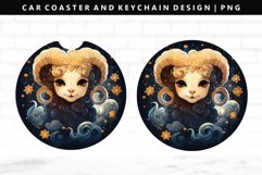 Aries Keychain And Car Coaster Sublimation Design Product Image 1