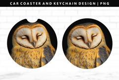 Owl Keychain And Car Coaster Sublimation Design Product Image 1