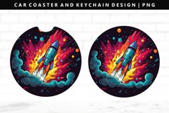 Rocket Keychain And Car Coaster Sublimation Design Product Image 1