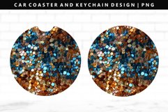 Sequin Keychain And Car Coaster Sublimation Design Product Image 1