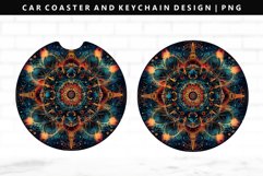 Mandala Keychain And Car Coaster Sublimation Design Product Image 1