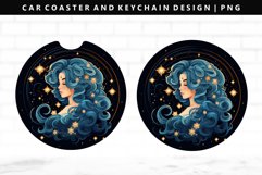 Aquarius Keychain And Car Coaster Sublimation Design Product Image 1