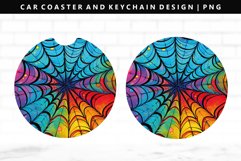 Spider Web Keychain And Car Coaster Sublimation Design Product Image 1