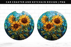 Sunflower Keychain And Car Coaster Sublimation Design Product Image 1