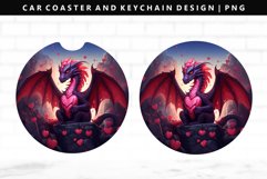 Loving Dragon Keychain And Car Coaster Sublimation Design Product Image 1