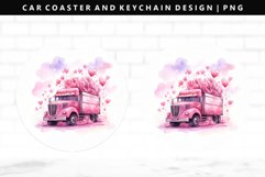 Truck Keychain And Car Coaster Sublimation Design Product Image 1