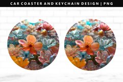 Flower Keychain And Car Coaster Sublimation Design Product Image 1