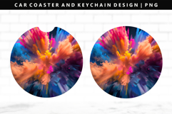 Rainbow Keychain And Car Coaster Sublimation Design Product Image 1