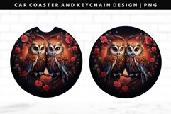 Owl Keychain And Car Coaster Sublimation Design Product Image 1