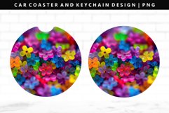 Flower Keychain And Car Coaster Sublimation Design Product Image 1