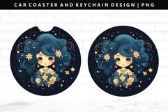 Aquarius Keychain And Car Coaster Sublimation Design Product Image 1