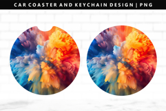 Rainbow Keychain And Car Coaster Sublimation Design Product Image 1