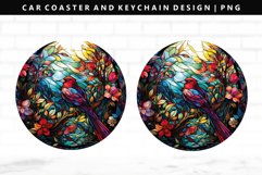 Bird Keychain And Car Coaster Sublimation Design Product Image 1