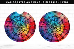 Spider Web Keychain And Car Coaster Sublimation Design Product Image 1