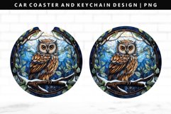 Owl Keychain And Car Coaster Sublimation Design Product Image 1