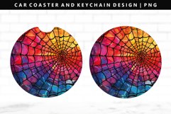 Spider Web Keychain And Car Coaster Sublimation Design Product Image 1