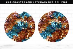 Sequin Keychain And Car Coaster Sublimation Design Product Image 1