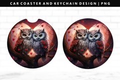 Owl Keychain And Car Coaster Sublimation Design Product Image 1