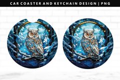 Owl Keychain And Car Coaster Sublimation Design Product Image 1