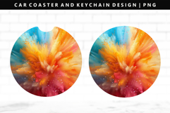 Rainbow Keychain And Car Coaster Sublimation Design Product Image 1