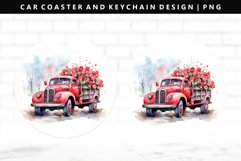 Truck Keychain And Car Coaster Sublimation Design Product Image 1