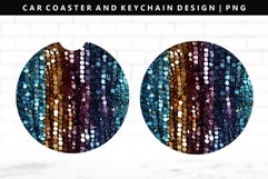 Sequin Keychain And Car Coaster Sublimation Design Product Image 1