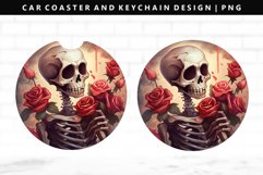 Skull Keychain And Car Coaster Sublimation Design Product Image 1