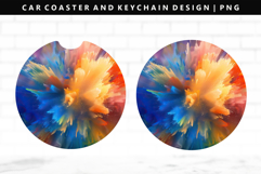 Rainbow Keychain And Car Coaster Sublimation Design Product Image 1
