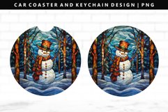 Snowman Keychain And Car Coaster Sublimation Design Product Image 1