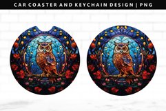 Owl Keychain And Car Coaster Sublimation Design Product Image 1