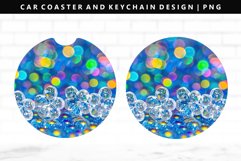 Flower Keychain And Car Coaster Sublimation Design Product Image 1