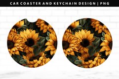 Flower Keychain And Car Coaster Sublimation Design Product Image 1