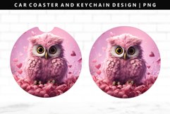 Owl Keychain And Car Coaster Sublimation Design Product Image 1