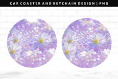 Flower Keychain And Car Coaster Sublimation Design Product Image 1