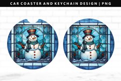 Snowman Keychain And Car Coaster Sublimation Design Product Image 1