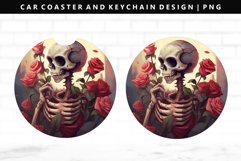 Skull Keychain And Car Coaster Sublimation Design Product Image 1
