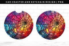 Spider Web Keychain And Car Coaster Sublimation Design Product Image 1