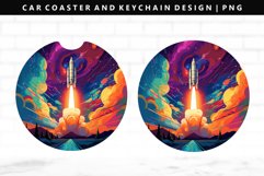 Rocket Keychain And Car Coaster Sublimation Design Product Image 1