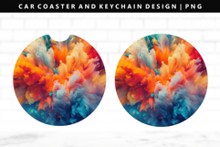 Rainbow Keychain And Car Coaster Sublimation Design Product Image 1