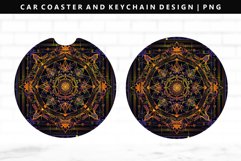 Mandala Keychain And Car Coaster Sublimation Design Product Image 1
