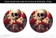 Skull Keychain And Car Coaster Sublimation Design Product Image 1