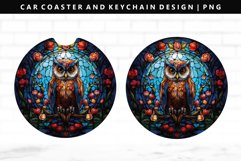 Owl Keychain And Car Coaster Sublimation Design Product Image 1