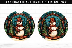 Snowman Keychain And Car Coaster Sublimation Design Product Image 1