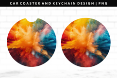 Rainbow Keychain And Car Coaster Sublimation Design Product Image 1