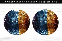 Sequin Keychain And Car Coaster Sublimation Design Product Image 1