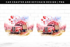 Truck Keychain And Car Coaster Sublimation Design Product Image 1