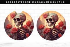 Skull Keychain And Car Coaster Sublimation Design Product Image 1